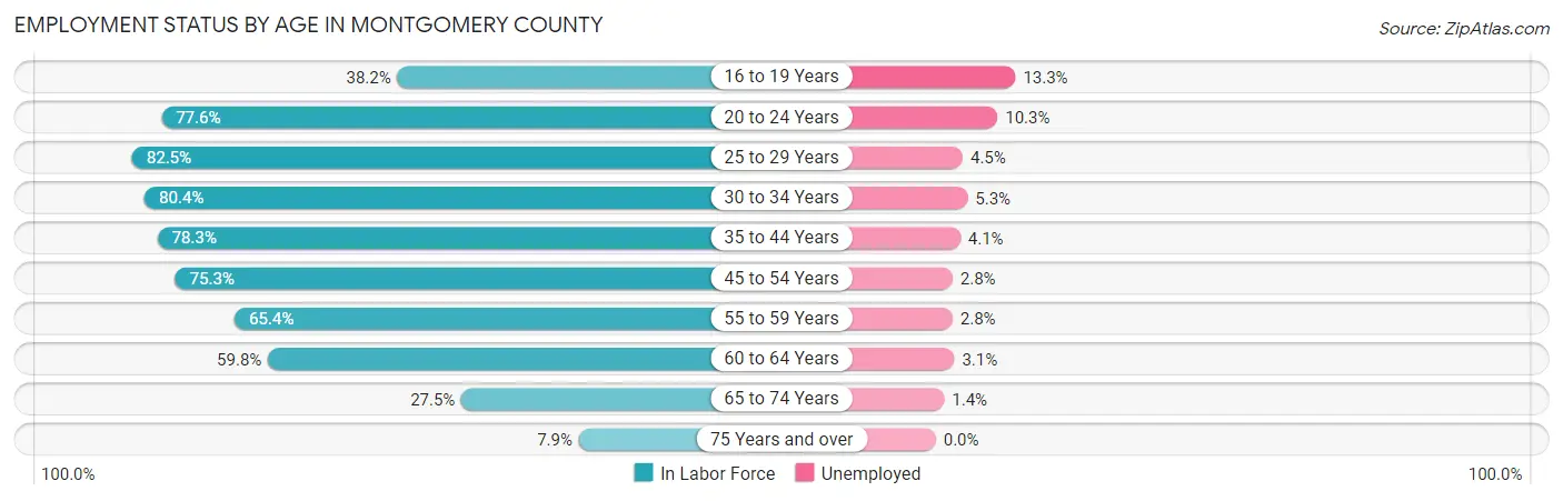 Employment Status by Age in Montgomery County