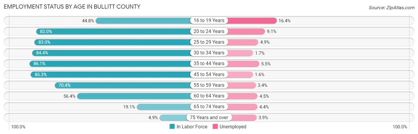 Employment Status by Age in Bullitt County