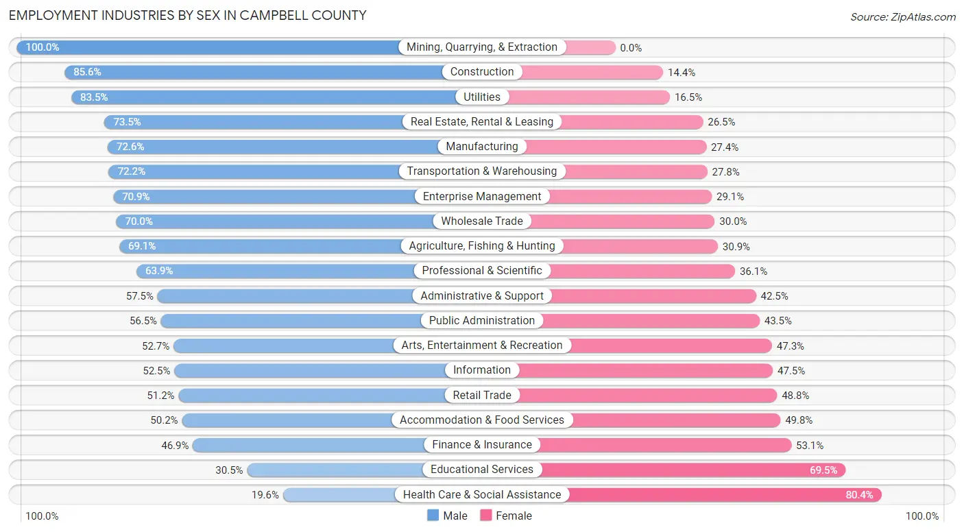 Employment Industries by Sex in Campbell County
