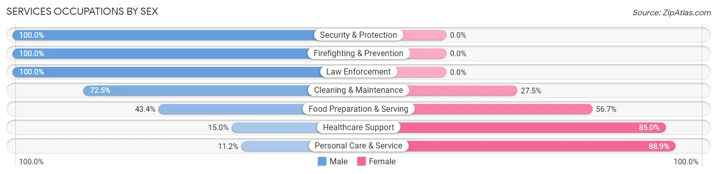 Services Occupations by Sex in Graves County