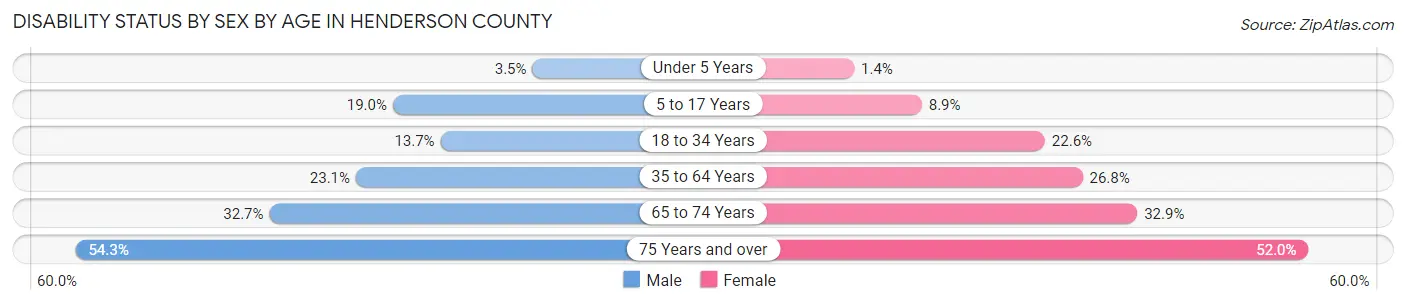 Disability Status by Sex by Age in Henderson County