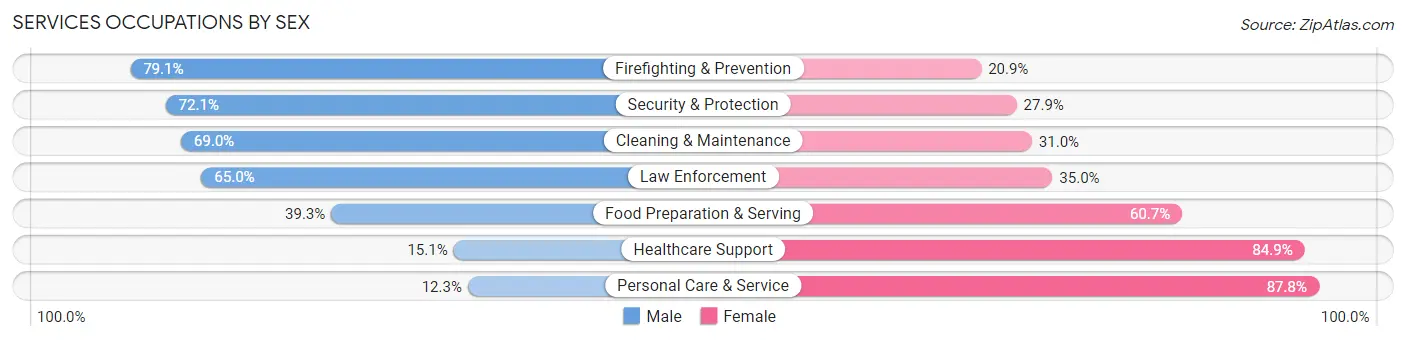 Services Occupations by Sex in Hopkins County