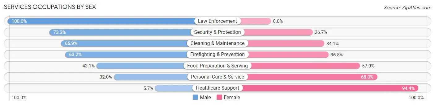 Services Occupations by Sex in Jessamine County