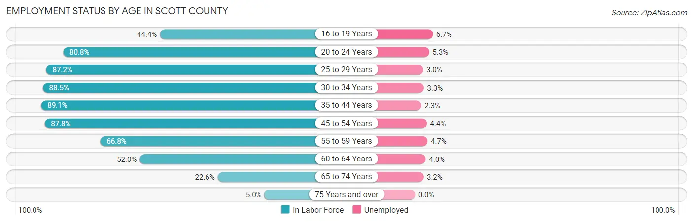 Employment Status by Age in Scott County