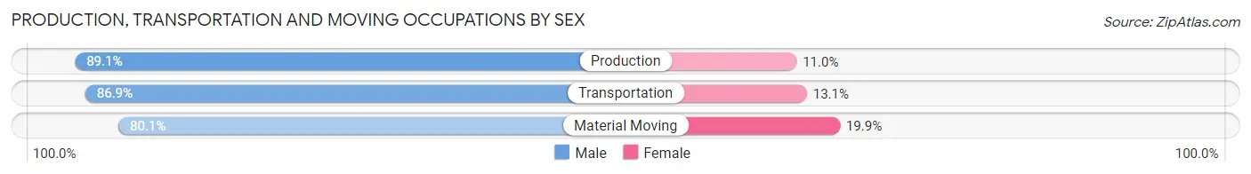 Production, Transportation and Moving Occupations by Sex in Ascension Parish