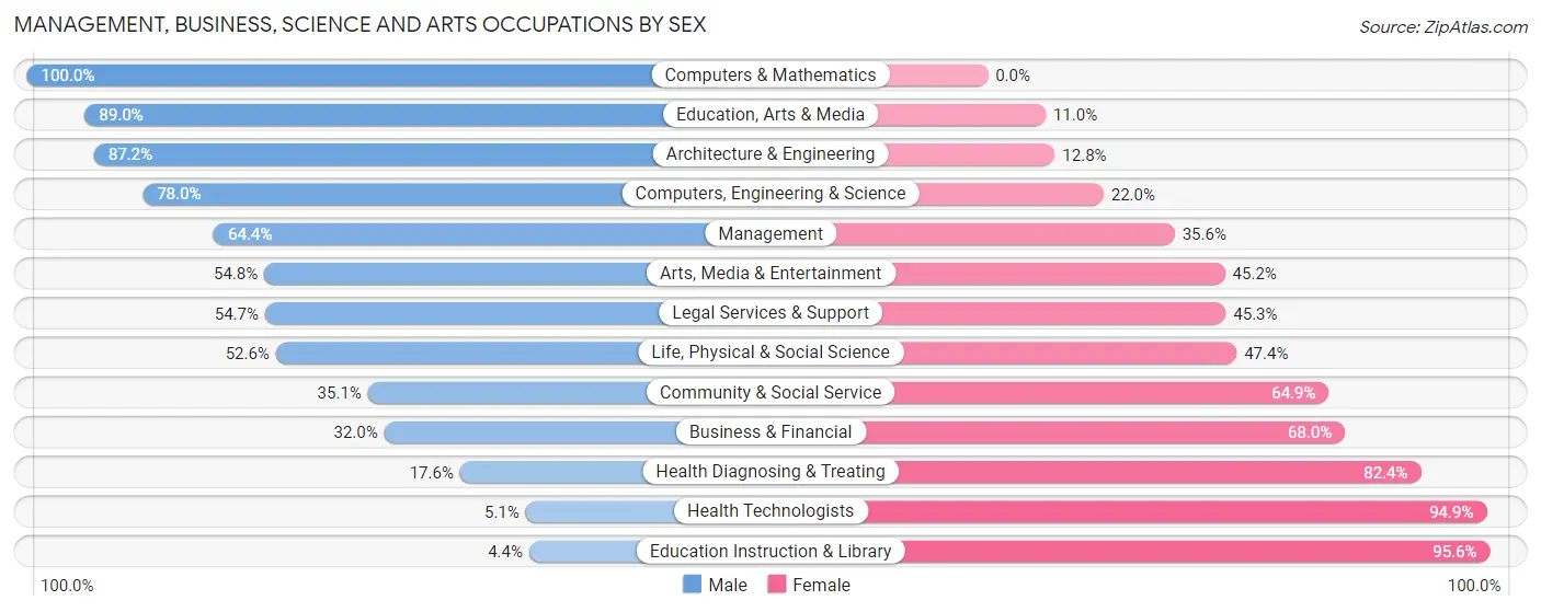 Management, Business, Science and Arts Occupations by Sex in De Soto Parish