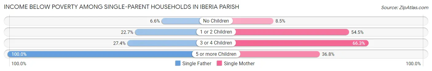 Income Below Poverty Among Single-Parent Households in Iberia Parish
