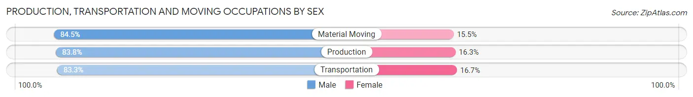 Production, Transportation and Moving Occupations by Sex in Ouachita Parish