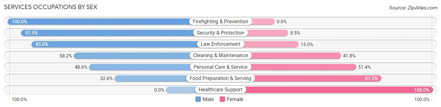 Services Occupations by Sex in Plaquemines Parish