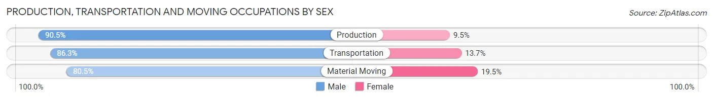 Production, Transportation and Moving Occupations by Sex in St. Bernard Parish