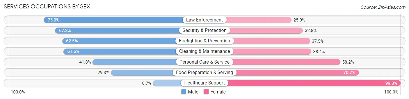 Services Occupations by Sex in St. John the Baptist Parish