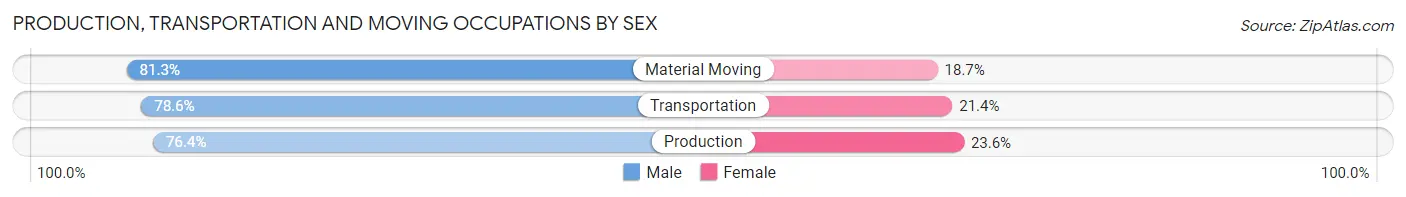 Production, Transportation and Moving Occupations by Sex in St. Martin Parish