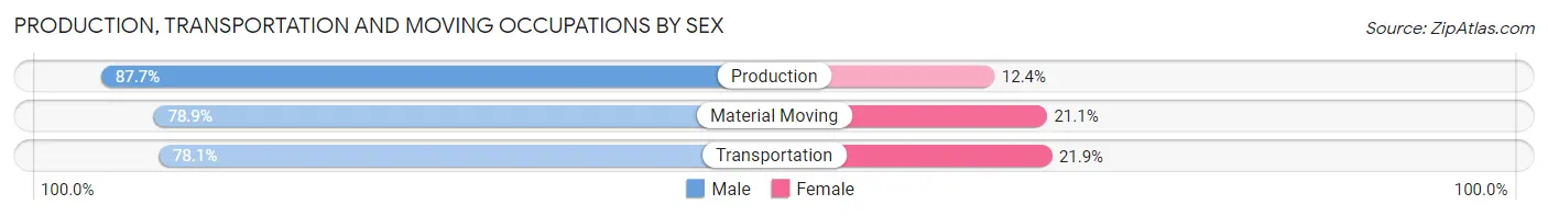Production, Transportation and Moving Occupations by Sex in Vernon Parish