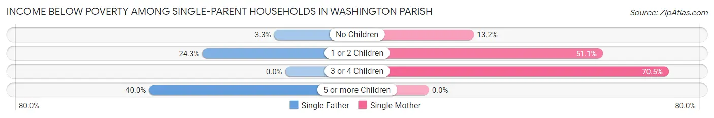 Income Below Poverty Among Single-Parent Households in Washington Parish