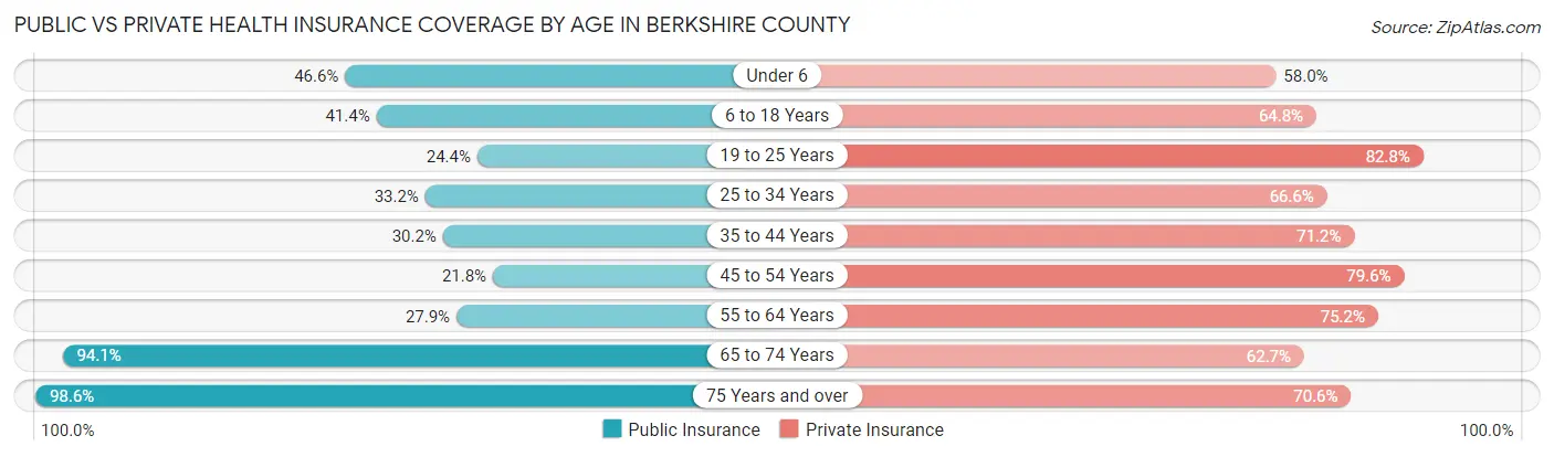 Public vs Private Health Insurance Coverage by Age in Berkshire County