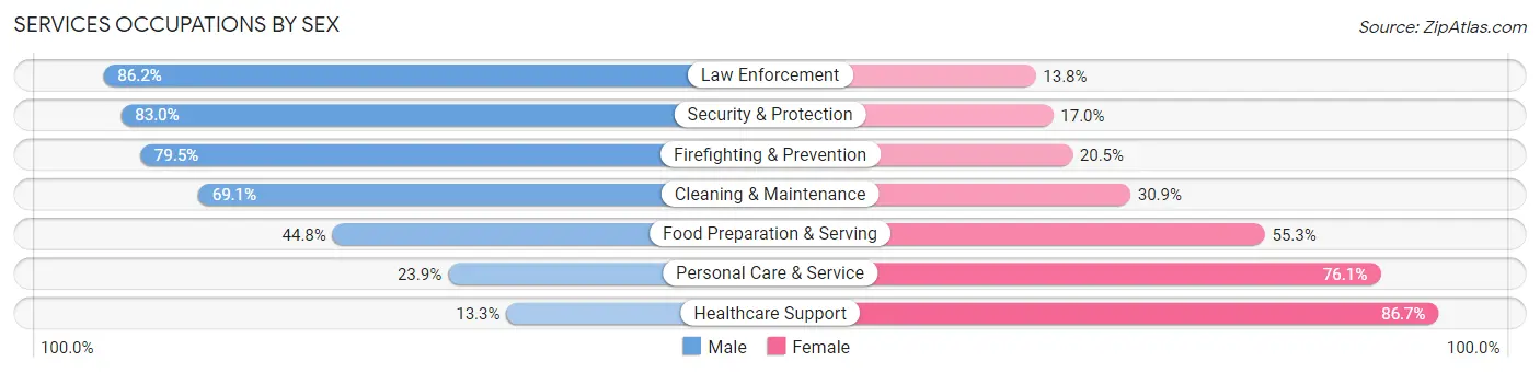 Services Occupations by Sex in Plymouth County