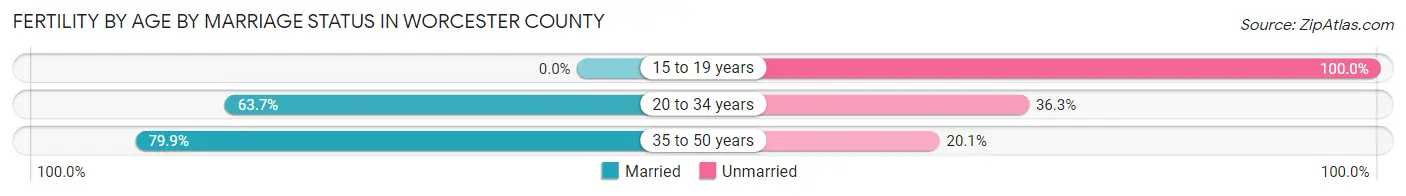 Female Fertility by Age by Marriage Status in Worcester County