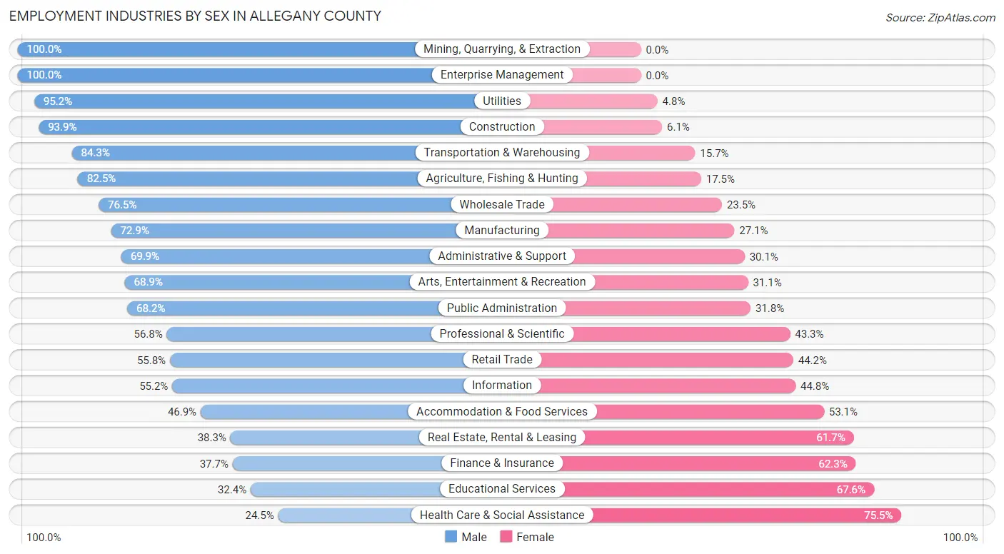 Employment Industries by Sex in Allegany County