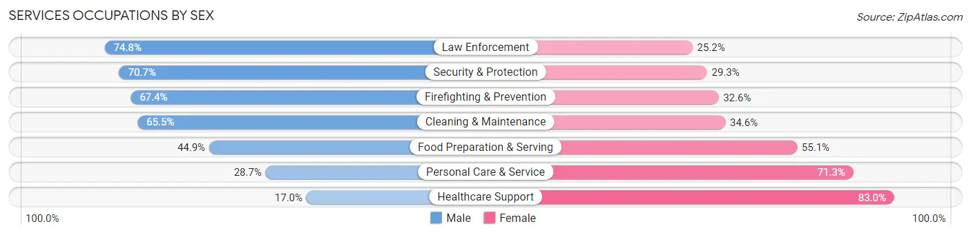 Services Occupations by Sex in Baltimore County
