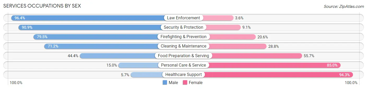 Services Occupations by Sex in Cecil County