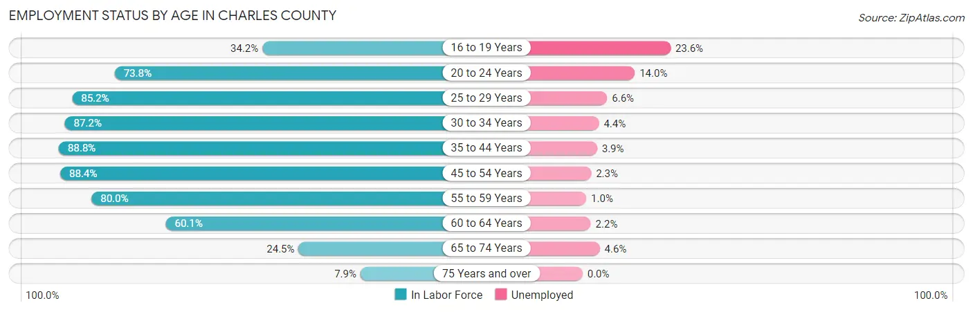 Employment Status by Age in Charles County