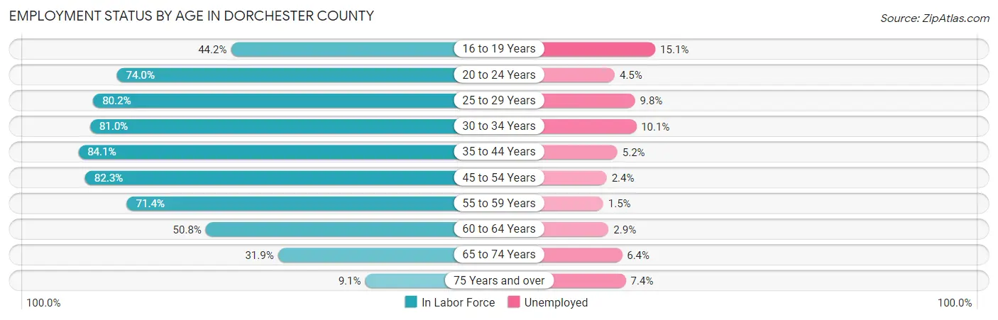Employment Status by Age in Dorchester County