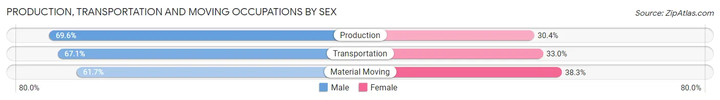Production, Transportation and Moving Occupations by Sex in Dorchester County