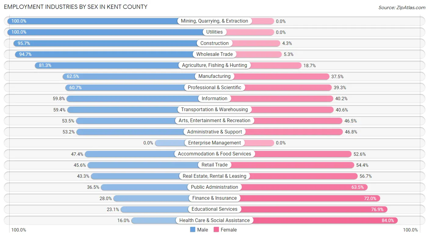 Employment Industries by Sex in Kent County
