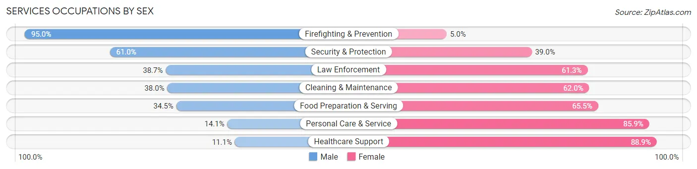 Services Occupations by Sex in Kent County