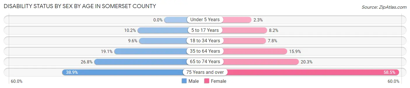 Disability Status by Sex by Age in Somerset County