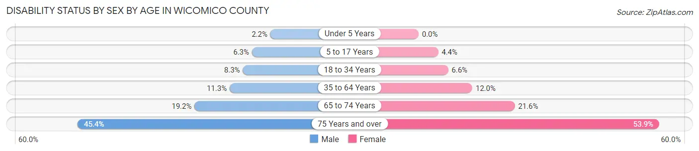 Disability Status by Sex by Age in Wicomico County