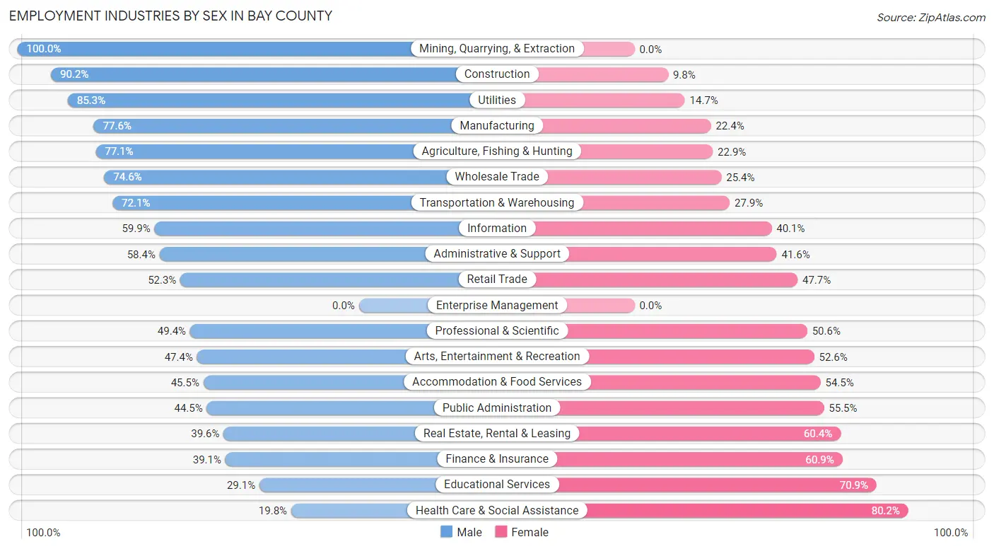 Employment Industries by Sex in Bay County