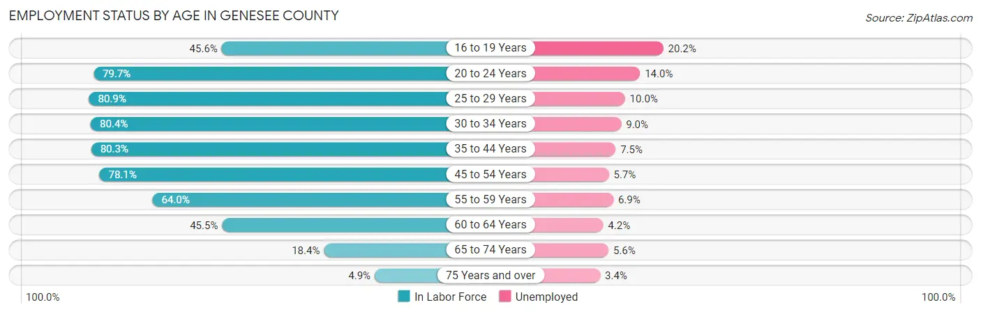 Employment Status by Age in Genesee County