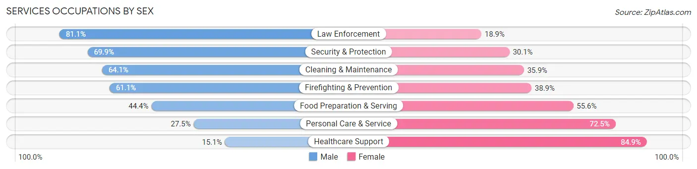 Services Occupations by Sex in Kalamazoo County