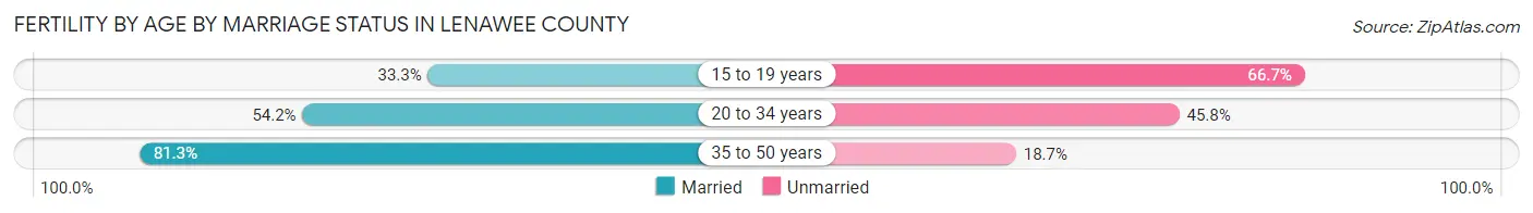 Female Fertility by Age by Marriage Status in Lenawee County