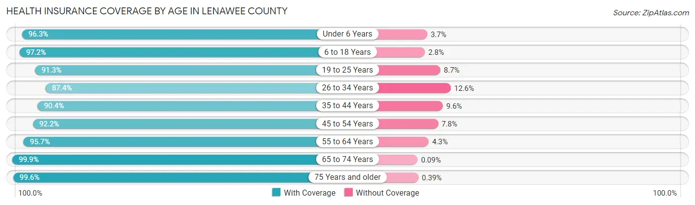 Health Insurance Coverage by Age in Lenawee County