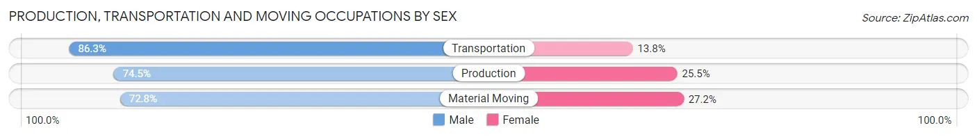 Production, Transportation and Moving Occupations by Sex in Macomb County