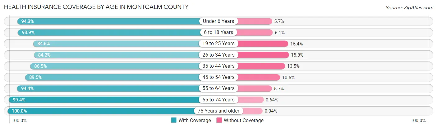 Health Insurance Coverage by Age in Montcalm County