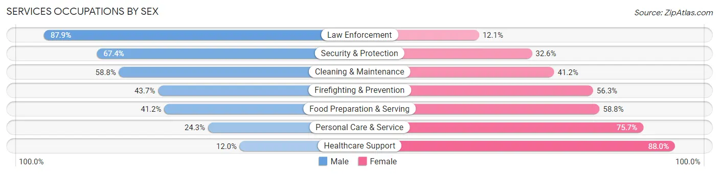 Services Occupations by Sex in Ottawa County