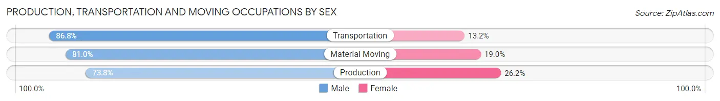 Production, Transportation and Moving Occupations by Sex in Saginaw County