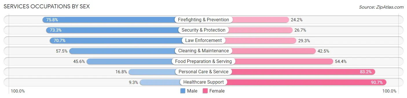 Services Occupations by Sex in Saginaw County