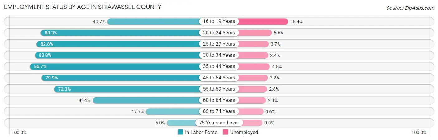 Employment Status by Age in Shiawassee County