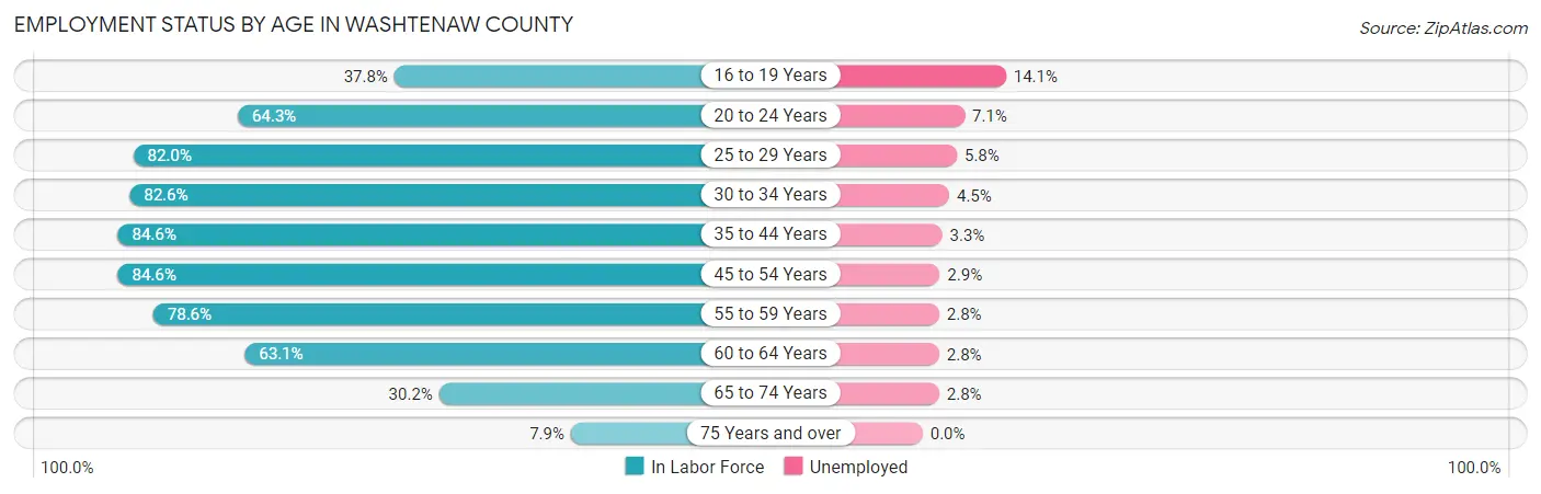 Employment Status by Age in Washtenaw County