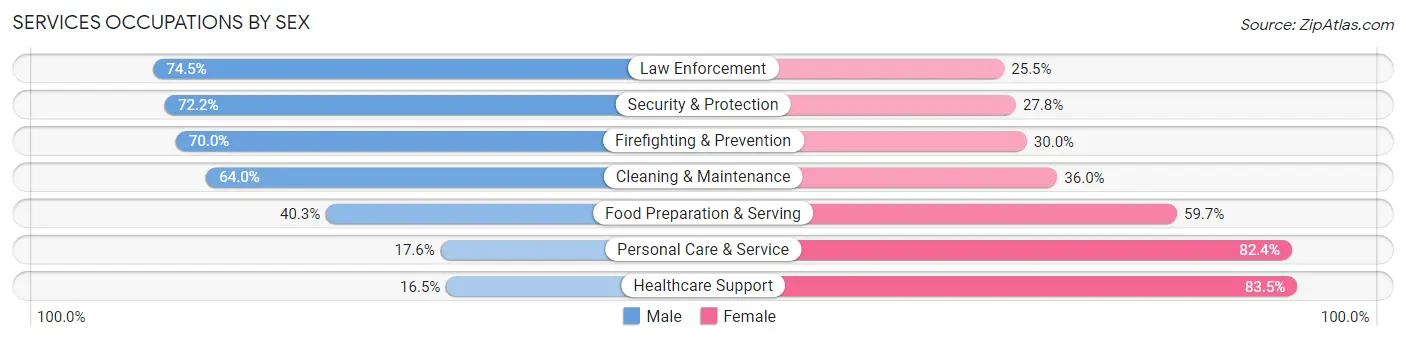 Services Occupations by Sex in Anoka County