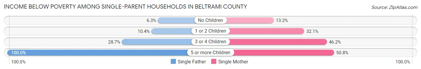 Income Below Poverty Among Single-Parent Households in Beltrami County