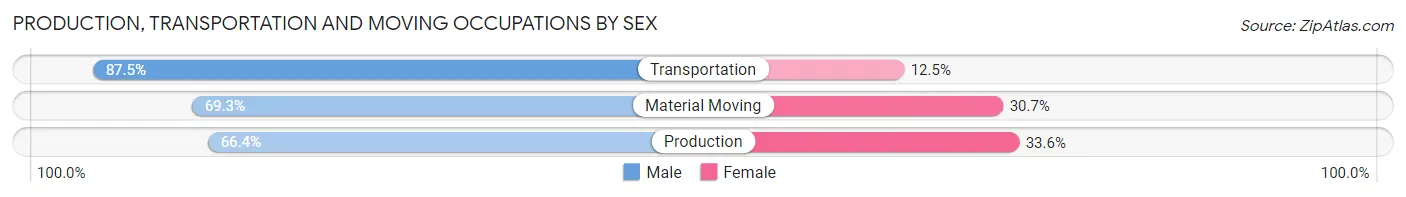Production, Transportation and Moving Occupations by Sex in Beltrami County