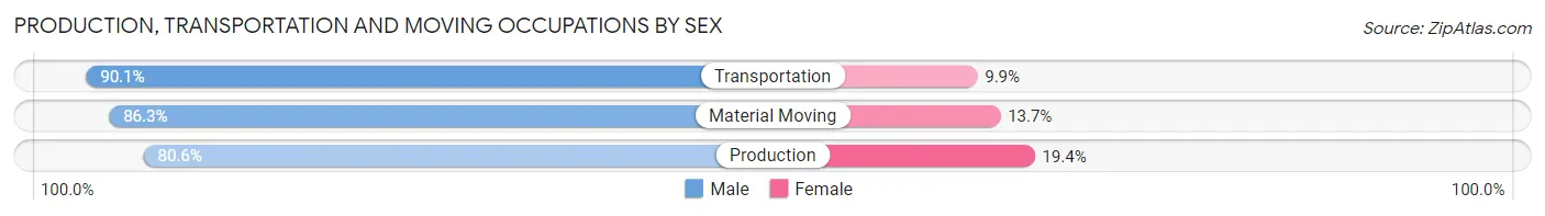 Production, Transportation and Moving Occupations by Sex in Crow Wing County