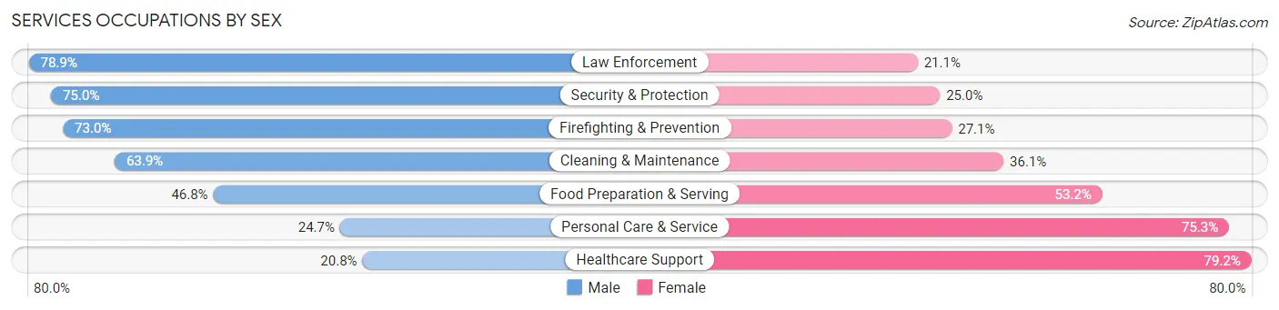 Services Occupations by Sex in Hennepin County