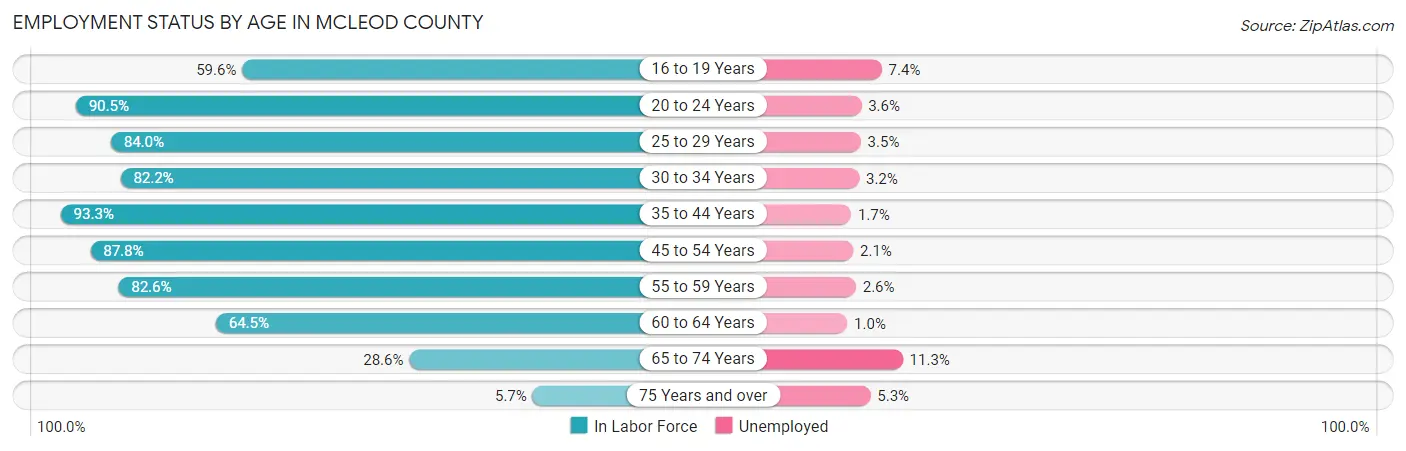 Employment Status by Age in McLeod County