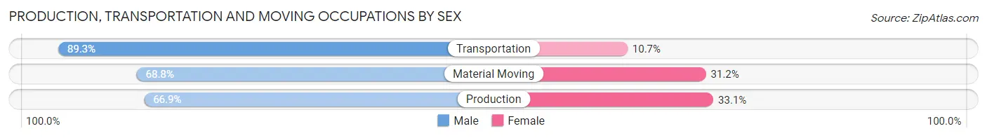Production, Transportation and Moving Occupations by Sex in McLeod County